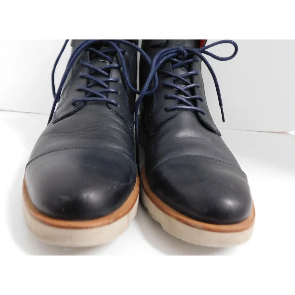 Velez Navy Blue Leather Lace Up Ankle‎ Boots sz 43